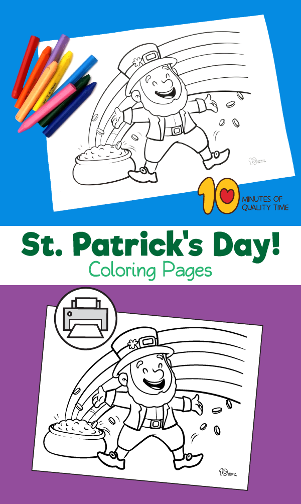 Leprechaun with rainbow coloring page â minutes of quality time