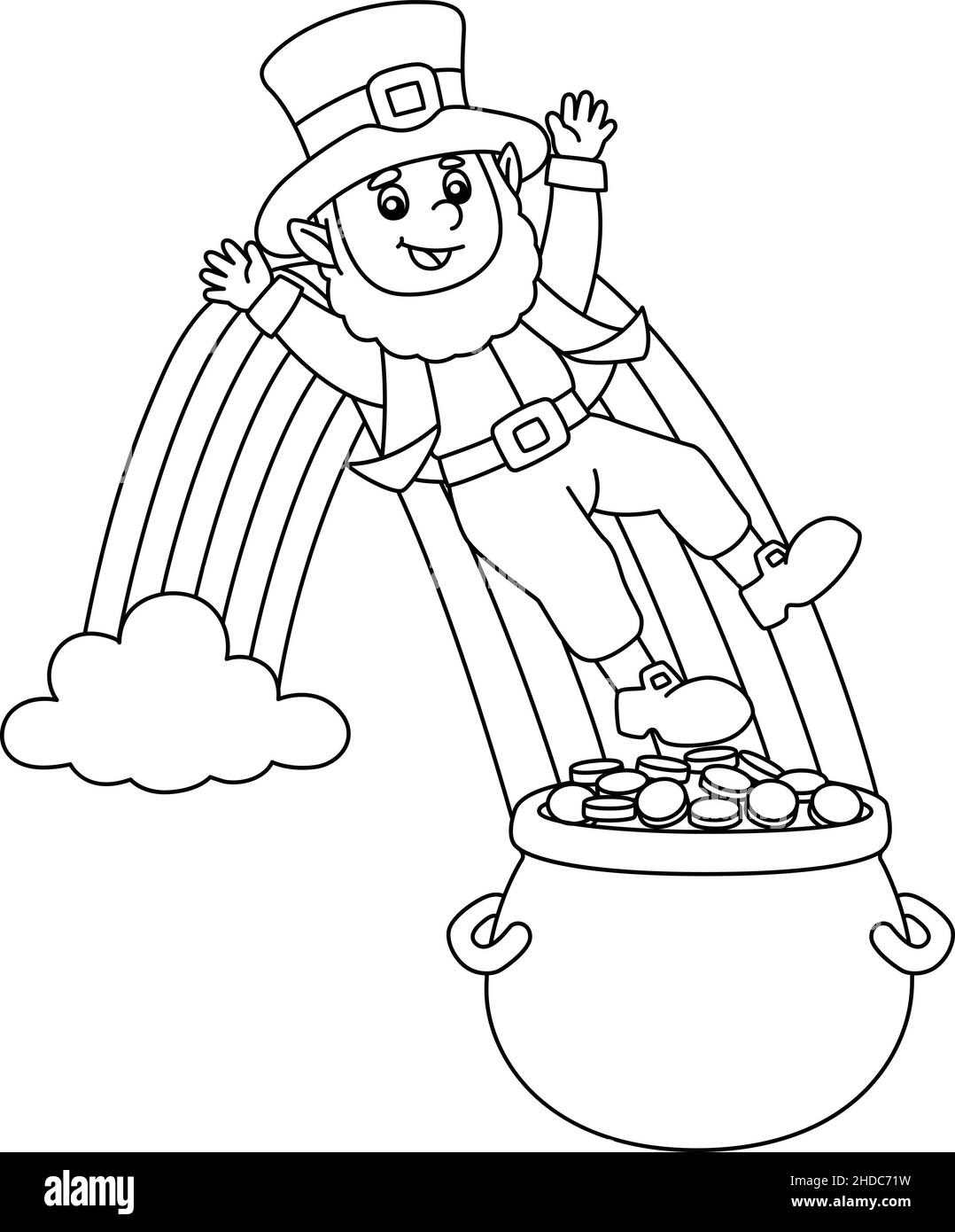 St patricks day leprechaun coloring page for kids stock vector image art