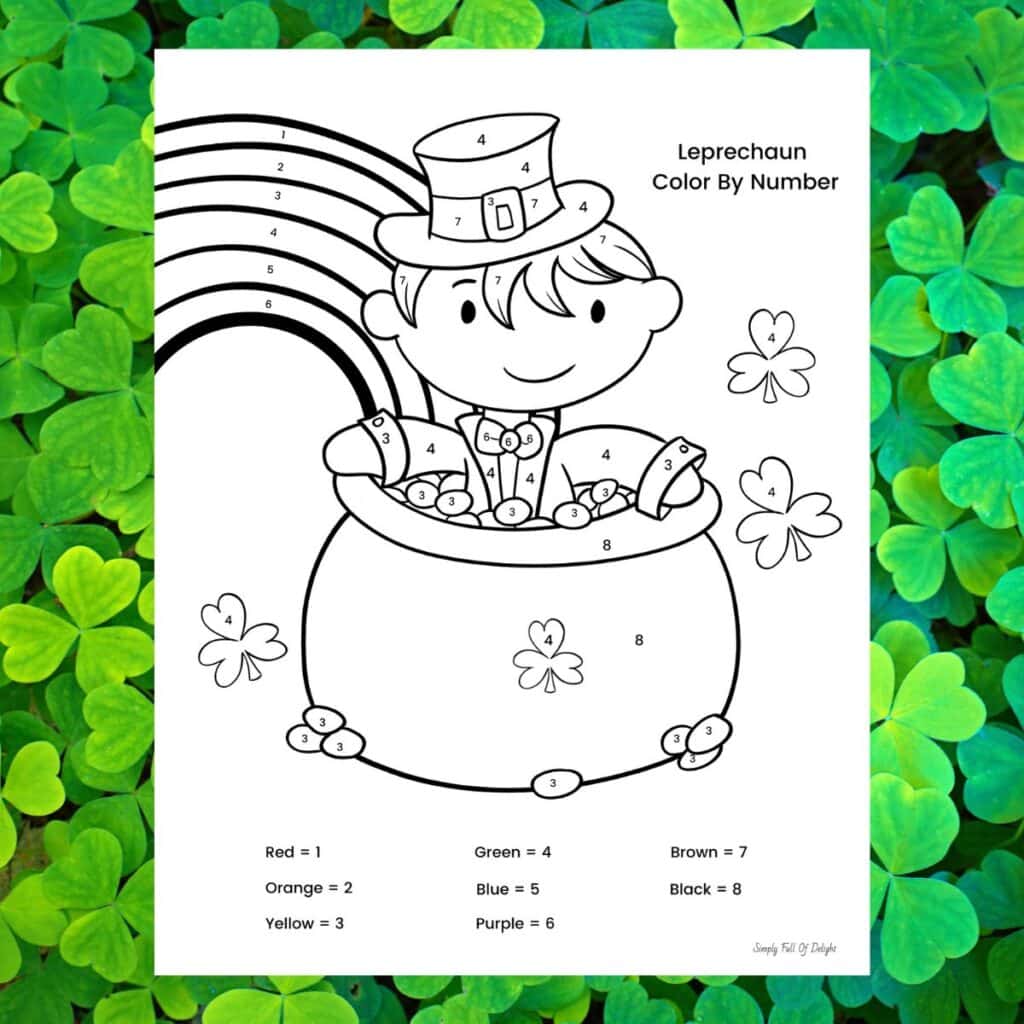 St patricks day color by number worksheets free