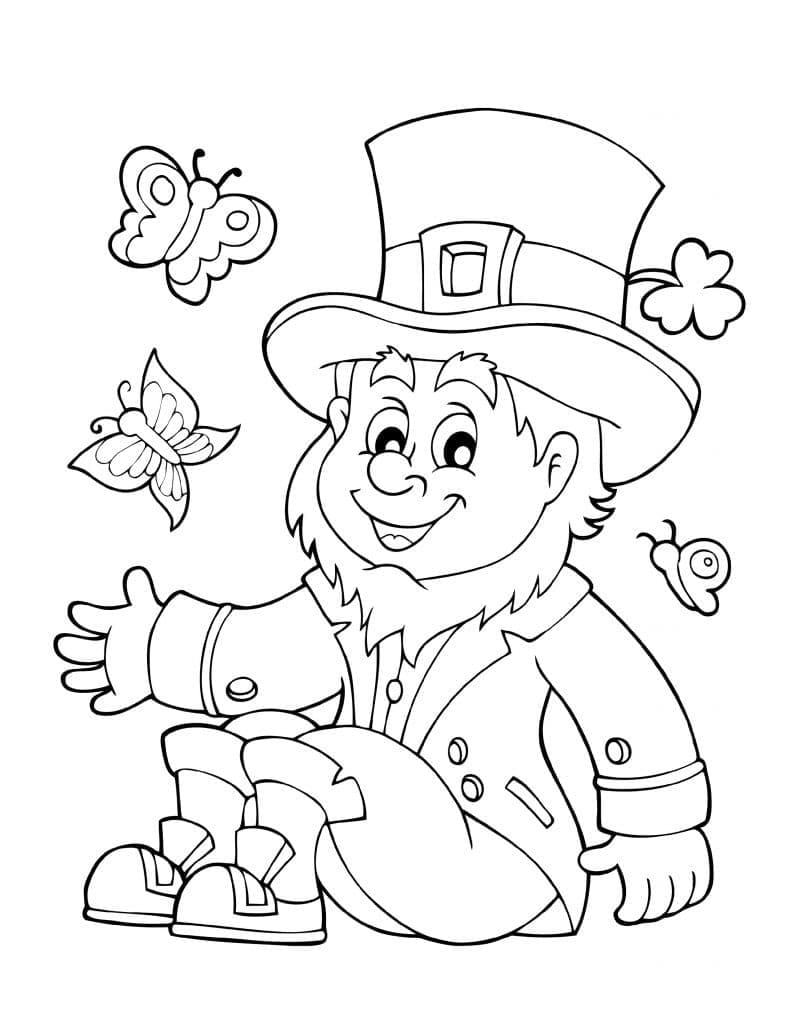 St patricks day leprechaun coloring page