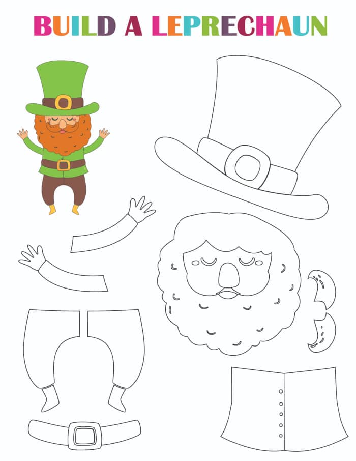 Leprechaun printable st patricks day crafts