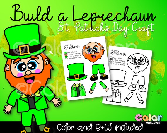 Build a leprechaun printable craft st patricks day coloring pages