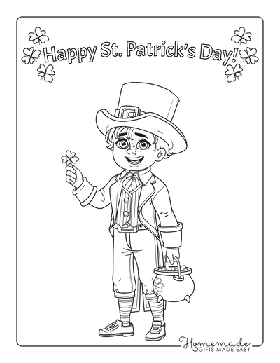 Free st patricks day coloring pages for kids adults