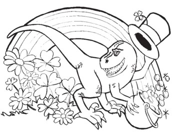 St patricks day coloring page leprechaun dinosaur pdf by maggies art room