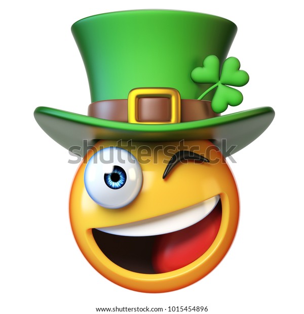 Emoji green st patricks day hat stock illustration