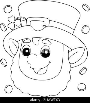 St patricks day leprechaun coloring page for kids stock vector image art