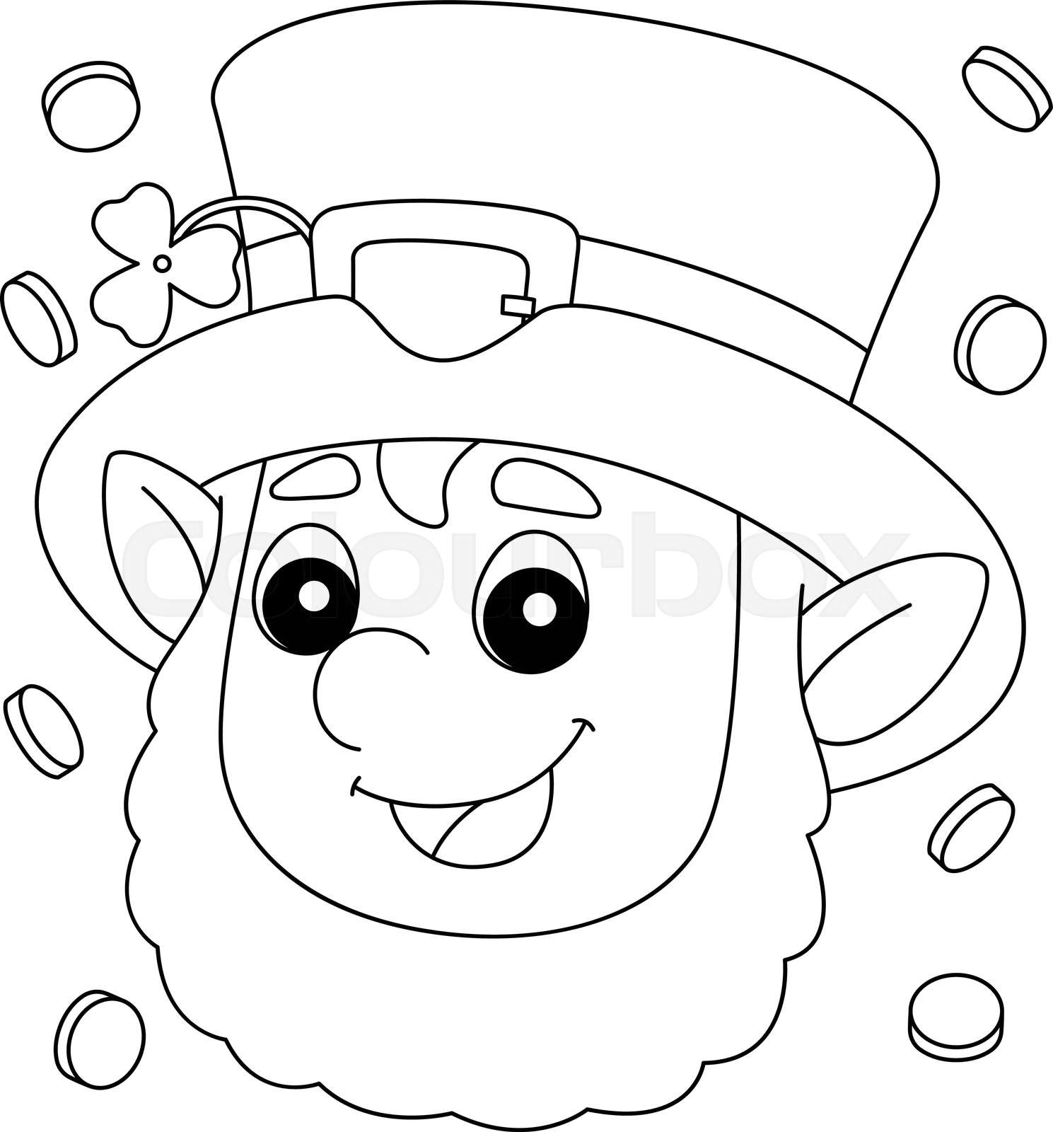 St patricks day leprechaun coloring page for kids stock vector