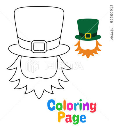 Coloring page with leprechaun hat with beard