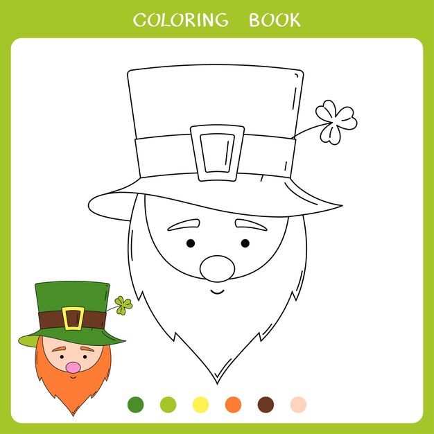 Premium vector vector illustration of cute leprechaun for coloring book