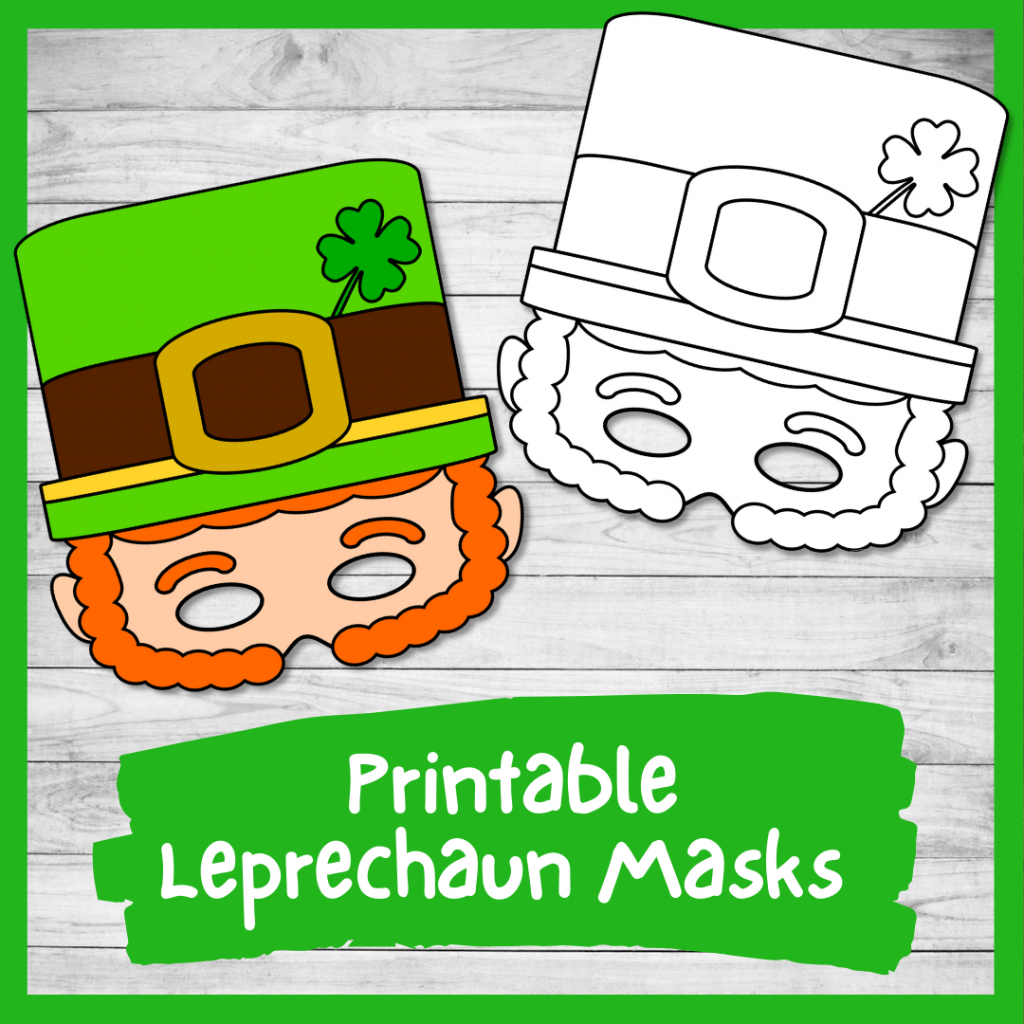 Printable diy leprechaun masks color and plain templates pdf