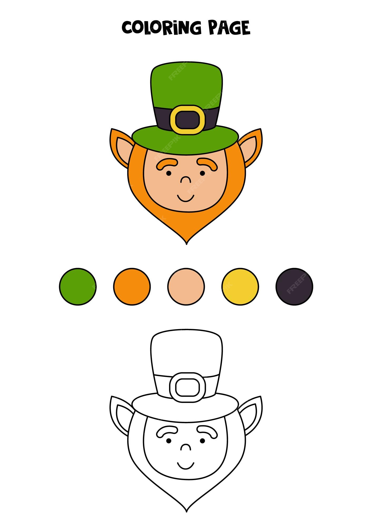 Premium vector color cute cartoon leprechaun worksheet for kids