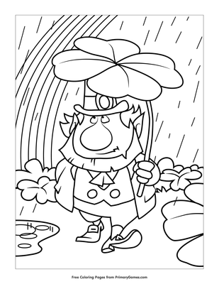 Leprechaun in a rainstorm coloring page â free printable pdf from