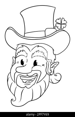 Leprechaun with clover cartoon for coloring stock vector image art