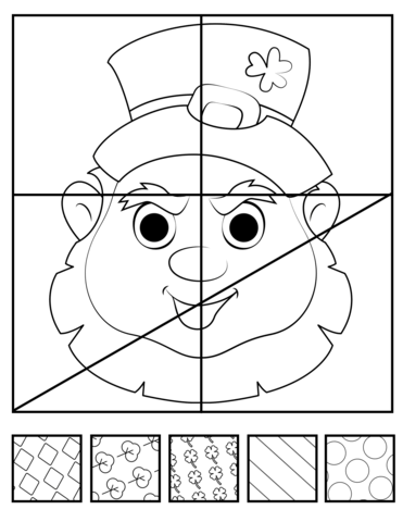 Fill and color leprechaun head with pop art patterns coloring page free printable coloring pages