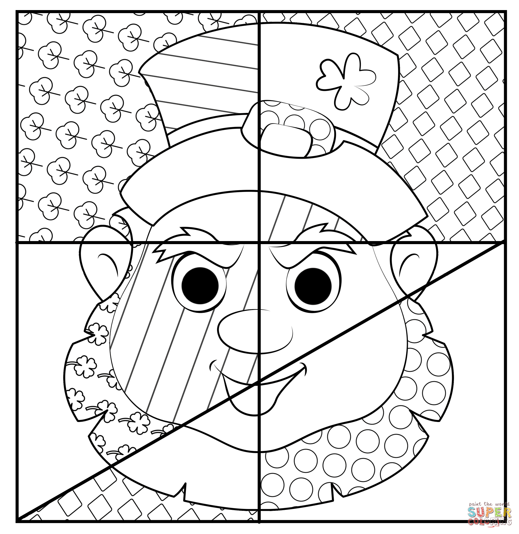 Leprechaun pop art coloring page free printable coloring pages