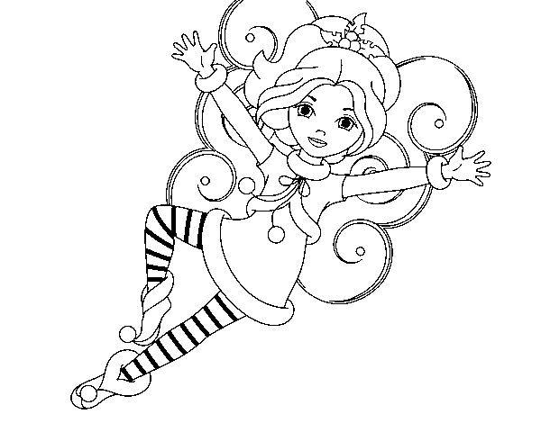 Christmas fairy leprechaun coloring page