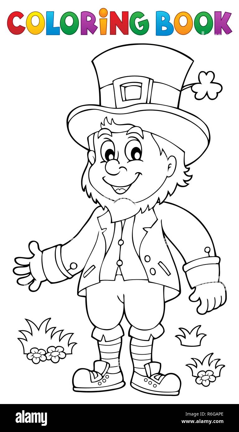 Coloring book leprechaun stock photo