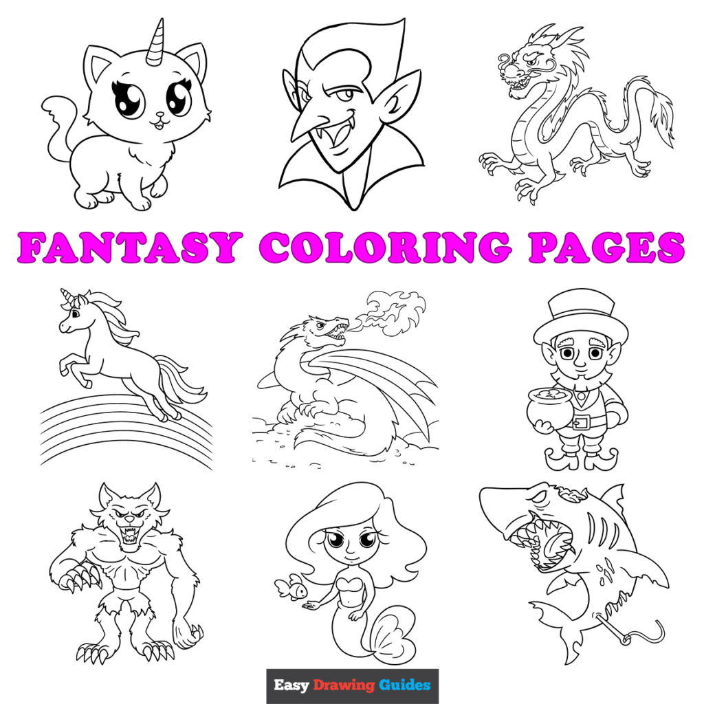 Free printable fantasy coloring pages for kids