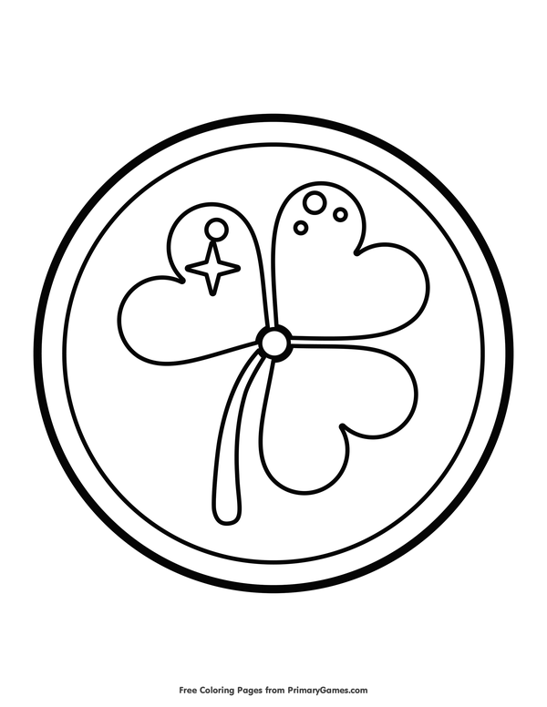 Shamrock gold coin coloring page â free printable ebook gold coins star coloring pages coloring pages