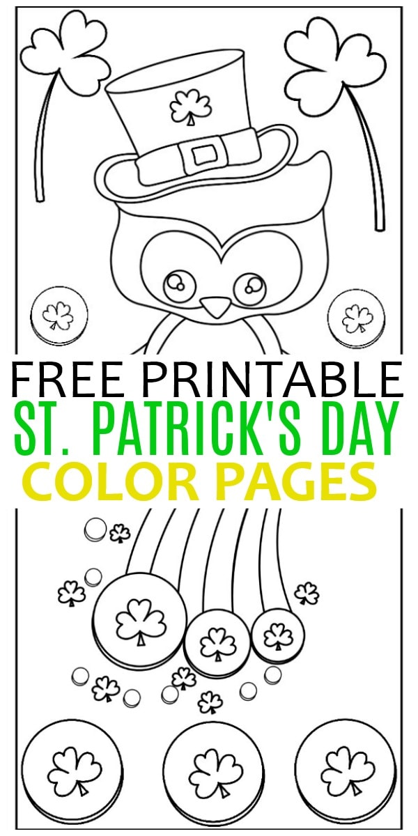 St patricks day color pages