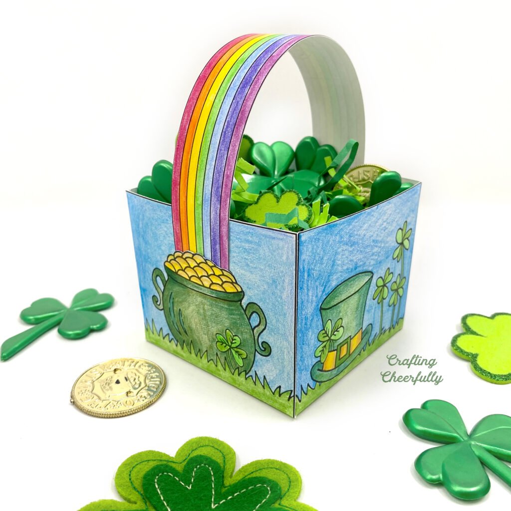 St patricks day rainbow basket coloring page