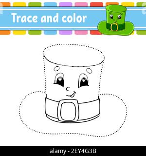 Trace and color coloring page for kids st patricks day handwriting practice education developing worksheet activity page game for toddlers is stock vector image art