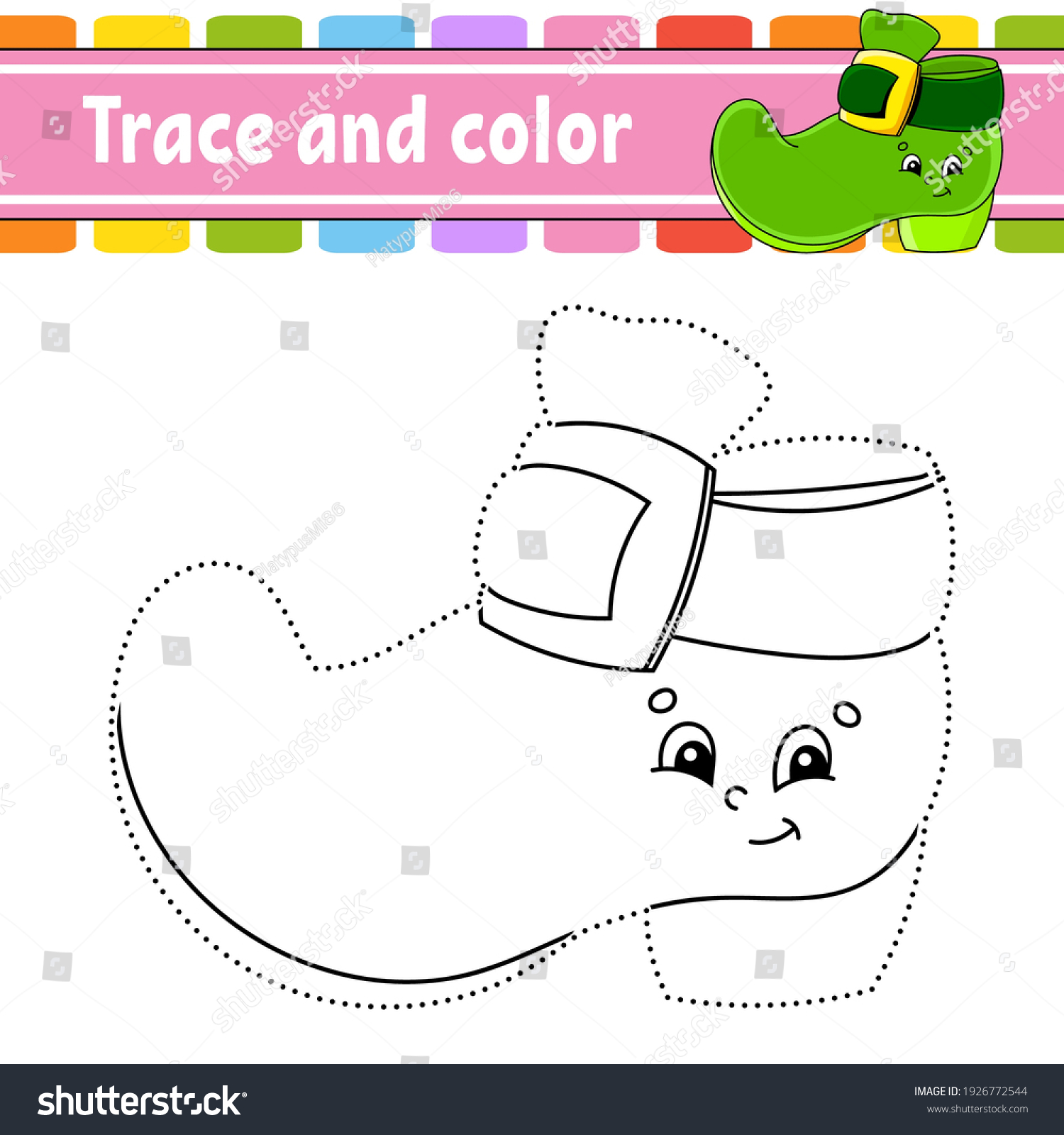 Trace color coloring page kids st stock vector royalty free