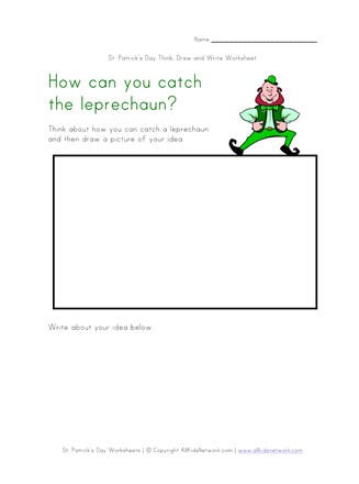 Catch a leprechaun writing worksheet all kids network