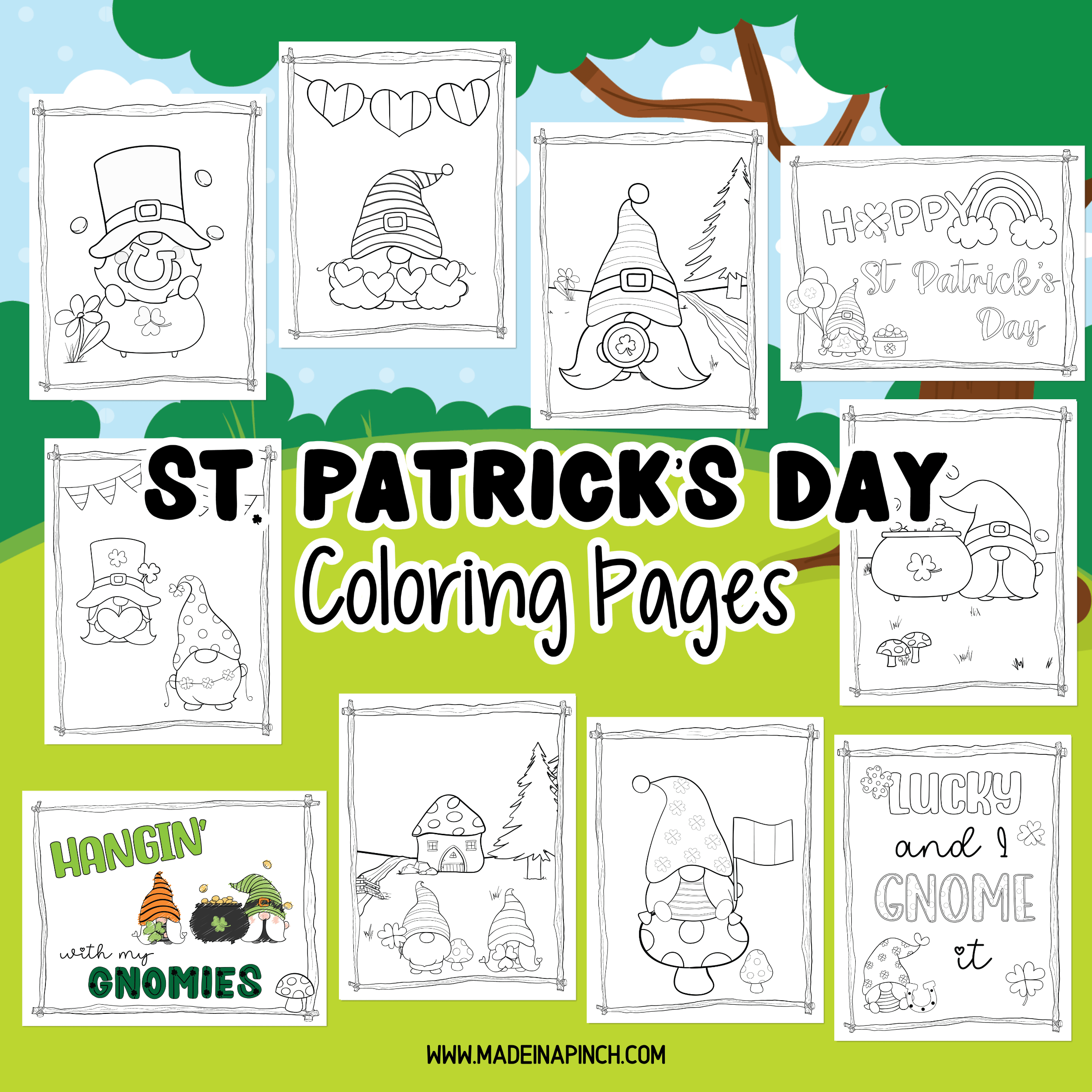 Free st patricks day gnome coloring pages