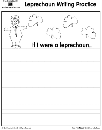 Leprechaun printable writing practice page a to z teacher stuff printable pages and worksheets