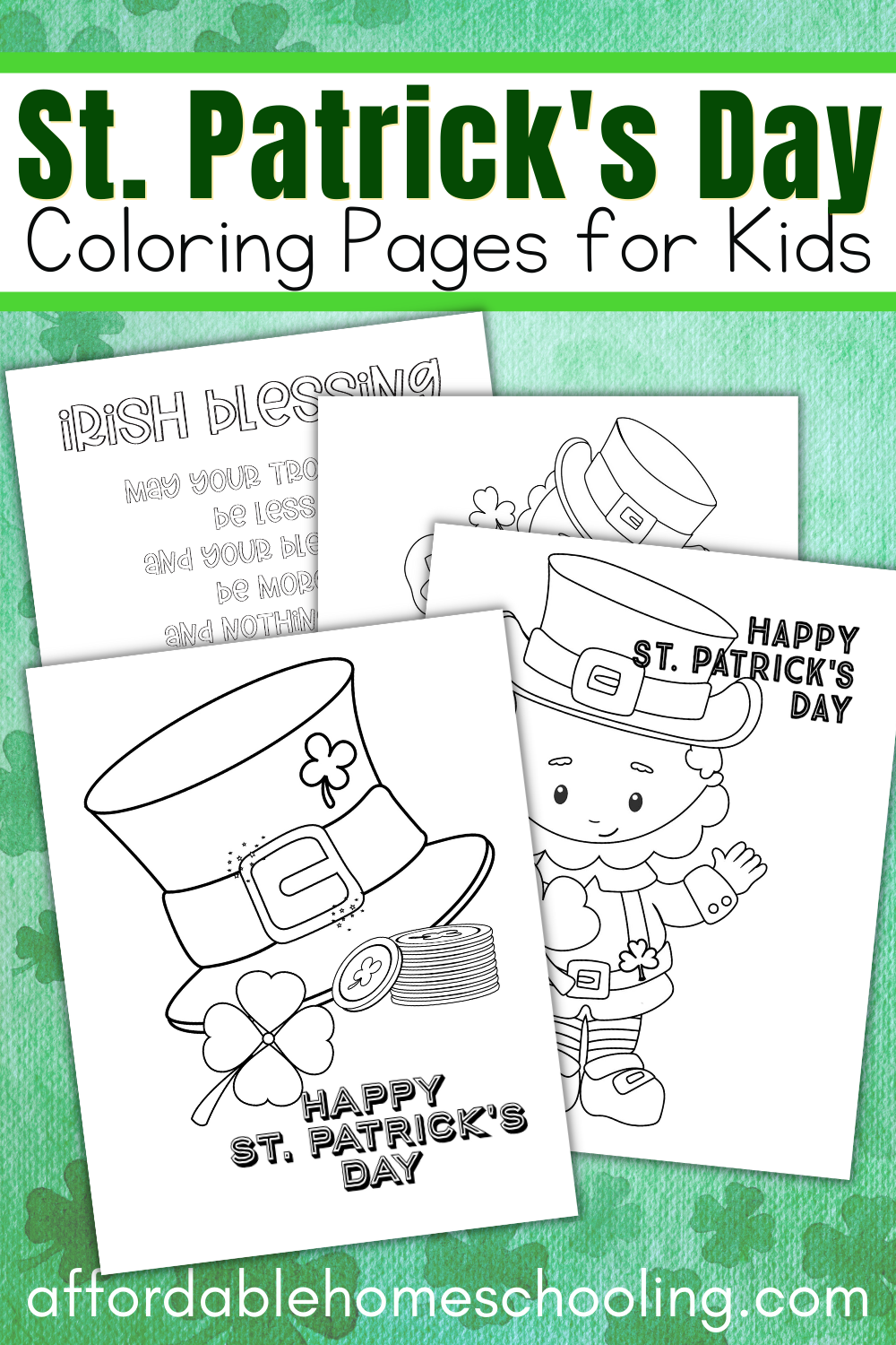 St patricks day color pages for kids of all ages