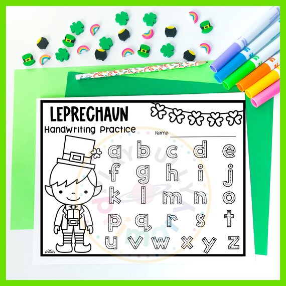 St patricks day leprechaun handwriting leprechaun coloring page letter formation practice st patricks day alphabet worksheets