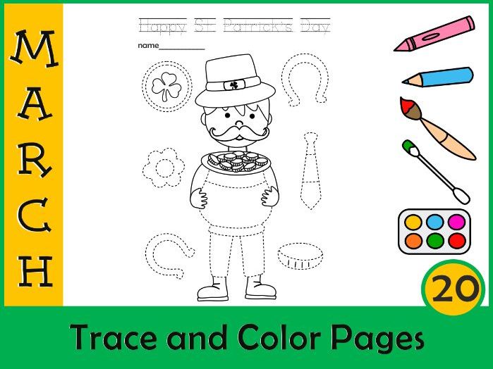 St patricks day picture tracing activities for preschoolers pre