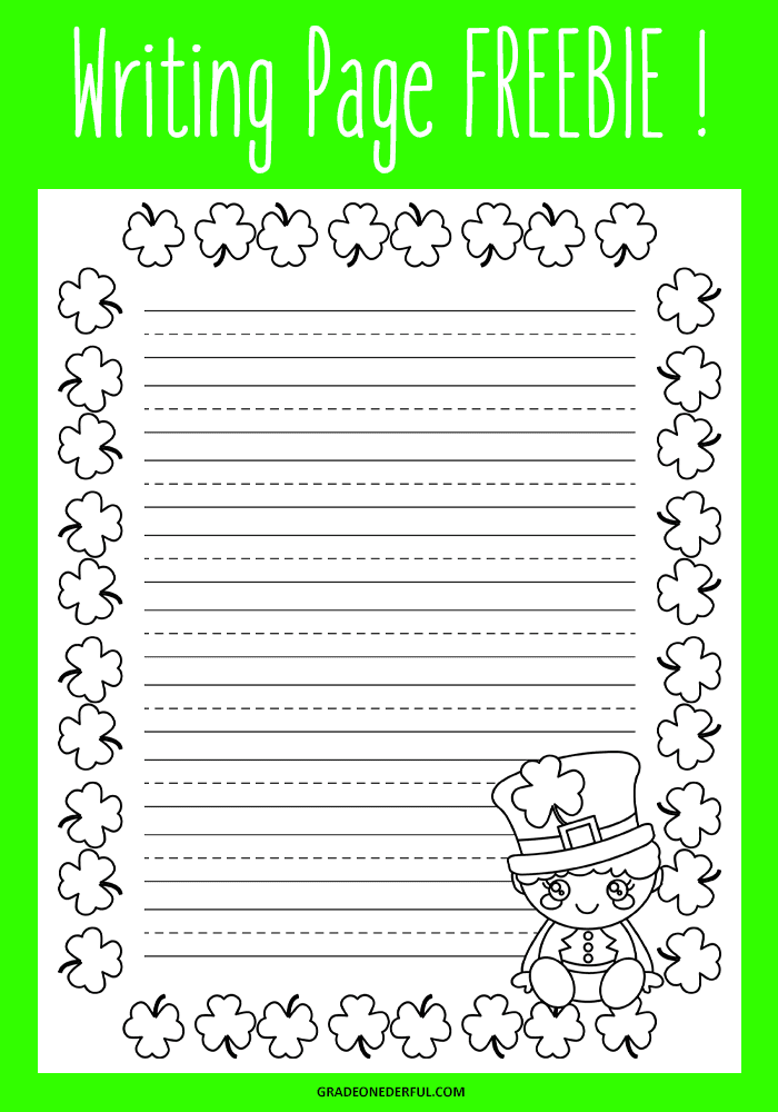 Free st patricks day writing paper perfect for k