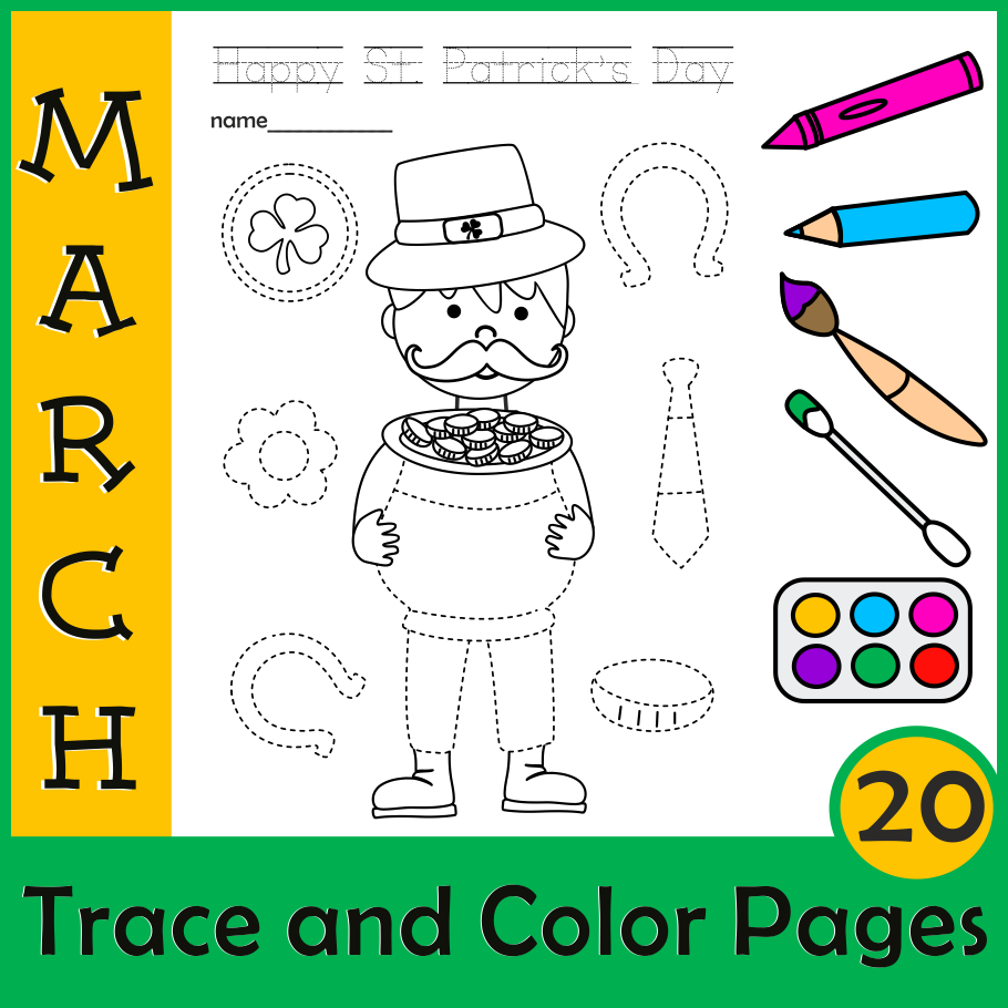 St patricks day picture tracing activities for preschoolers pre