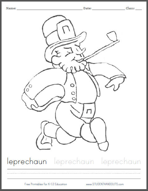 Free printable leprechaun coloring sheet for st patricks day student handouts