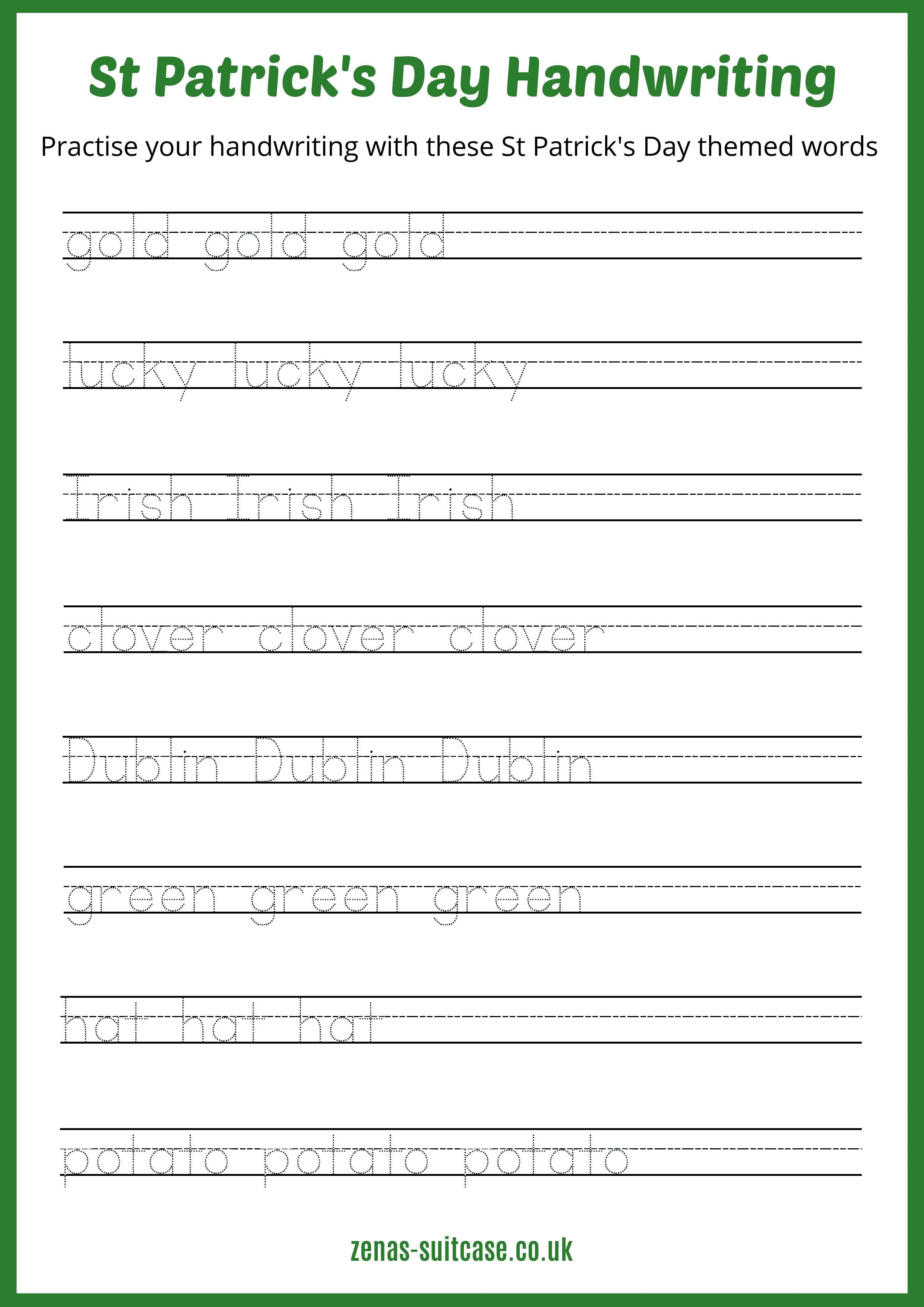 Free st patricks day printable activity pages zenas suitcase