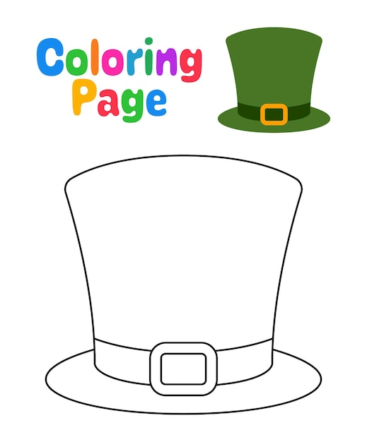 Premium vector coloring page with leprechaun hat for kids