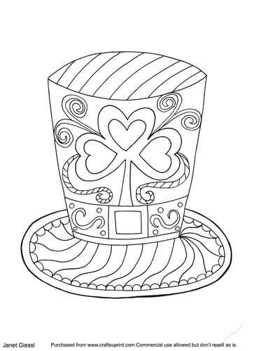 Leprechaun hat coloring pagedigi stamp