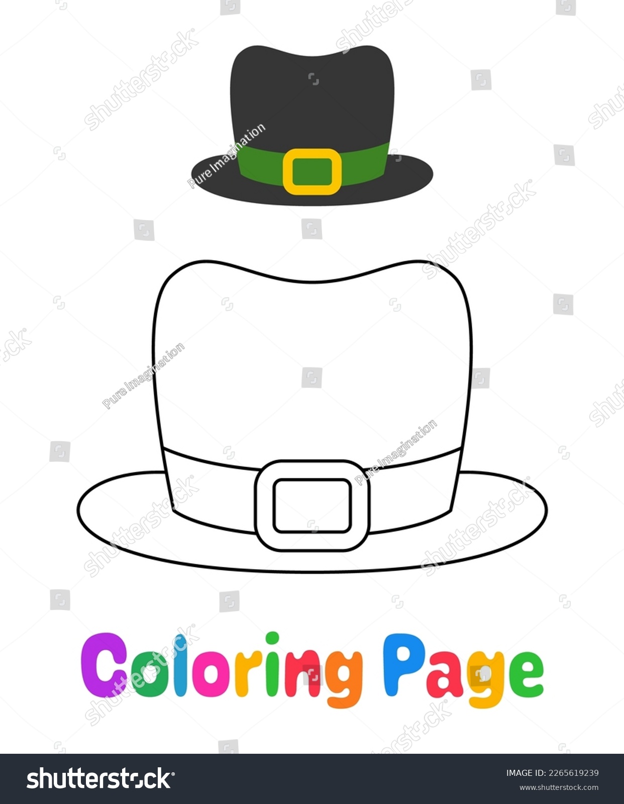 Coloring page leprechaun hat kids stock vector royalty free