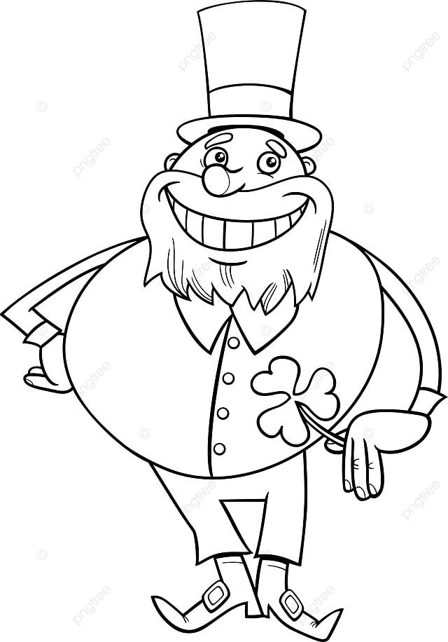 Coloring page featuring a cartoon leprechaun character for saint patricks day vector symbol book man png and vector with transparent background for free download