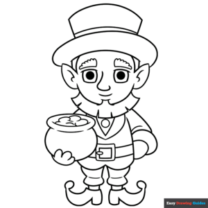 Cartoon leprechaun coloring page easy drawing guides