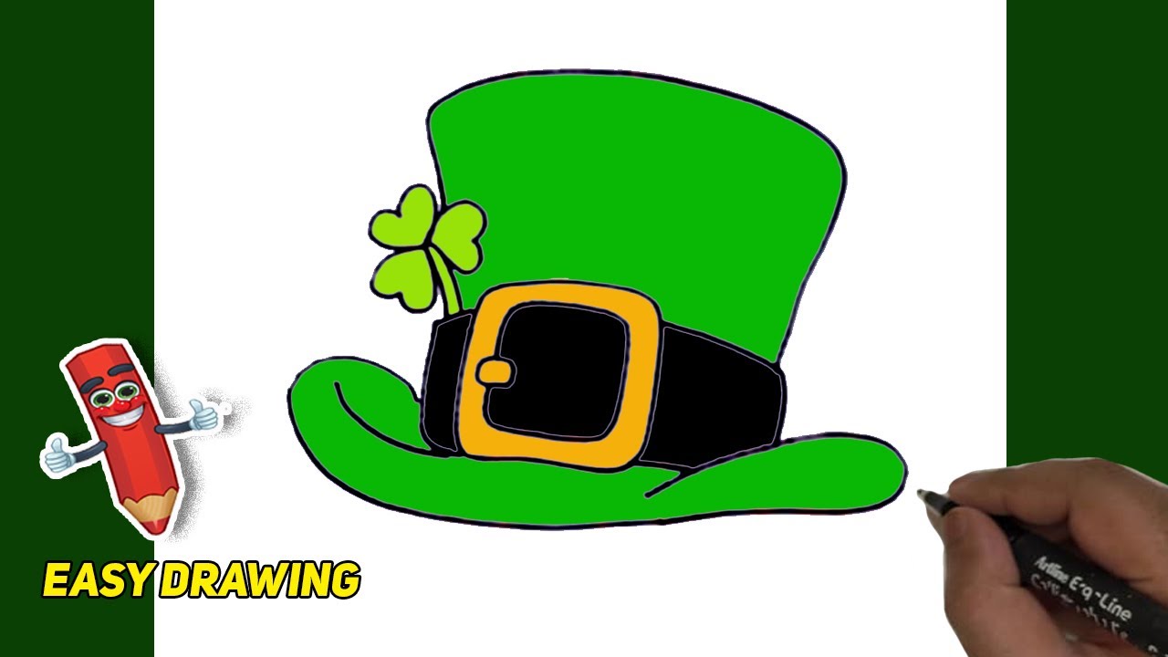 How to draw and color leprechaun hat st patricks day drawing idea