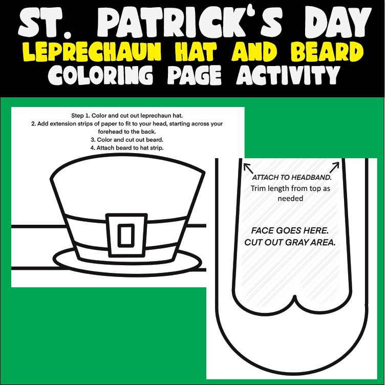 St patricks day hat headband crown leprechaun hat and beard made by teachers