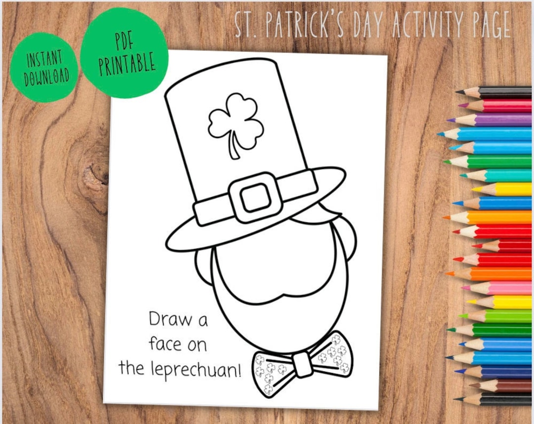 Draw a face on the leprechaun craft st patricks day kids activity toddler craft st patricks day keepsake leprechaun coloring page