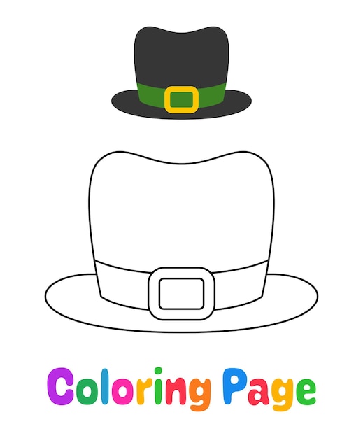 Premium vector coloring page with leprechaun hat for kids