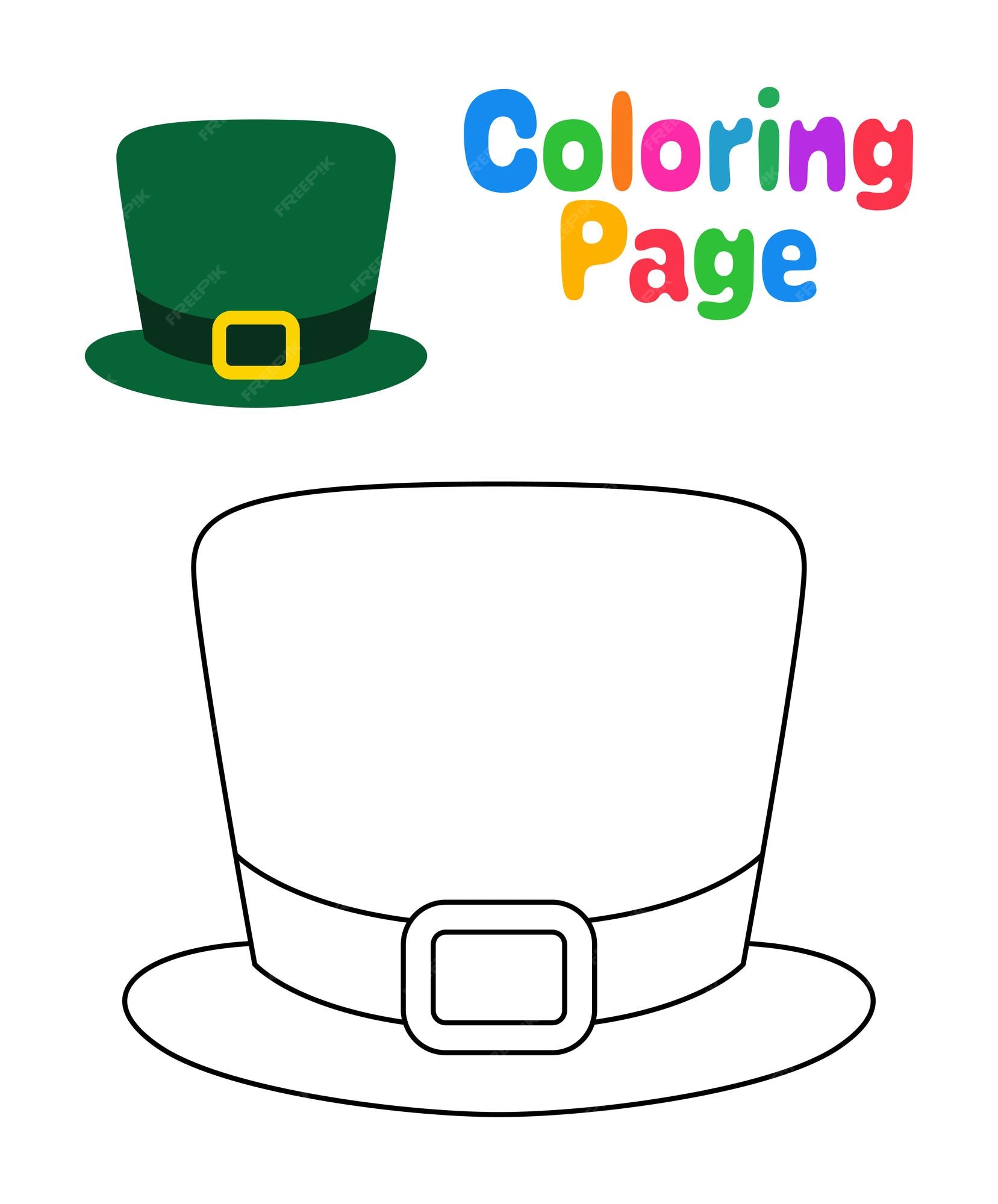 Premium vector coloring page with leprechaun hat for kids