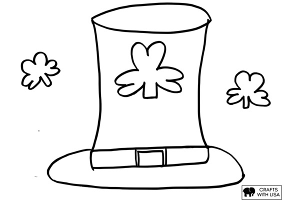 St patricks day shamrocks hat coloring page