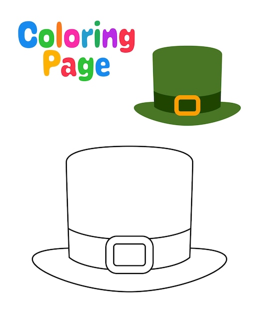 Premium vector coloring page with leprechaun hat for kids