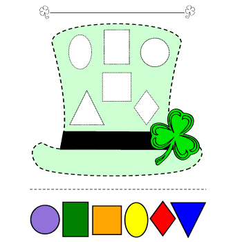 St patricks day hat colors and shapes preschool lesson plan printable activity